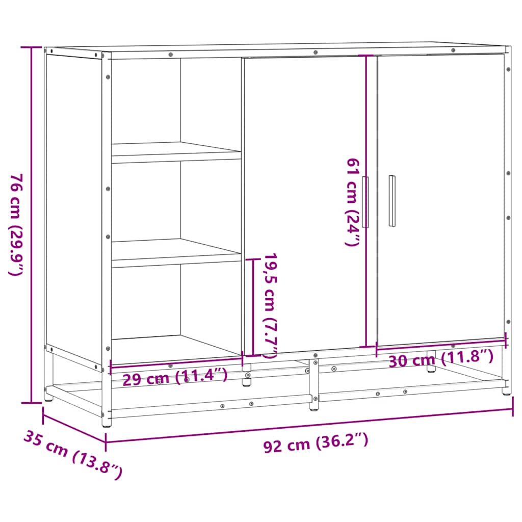 Komoda crna 92x35x76 cm od konstruiranog drva