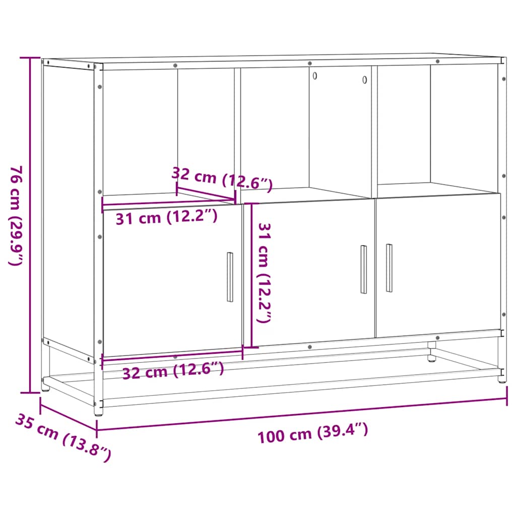 Komoda sonoma hrast 100x35x76 cm izrađeno drvo