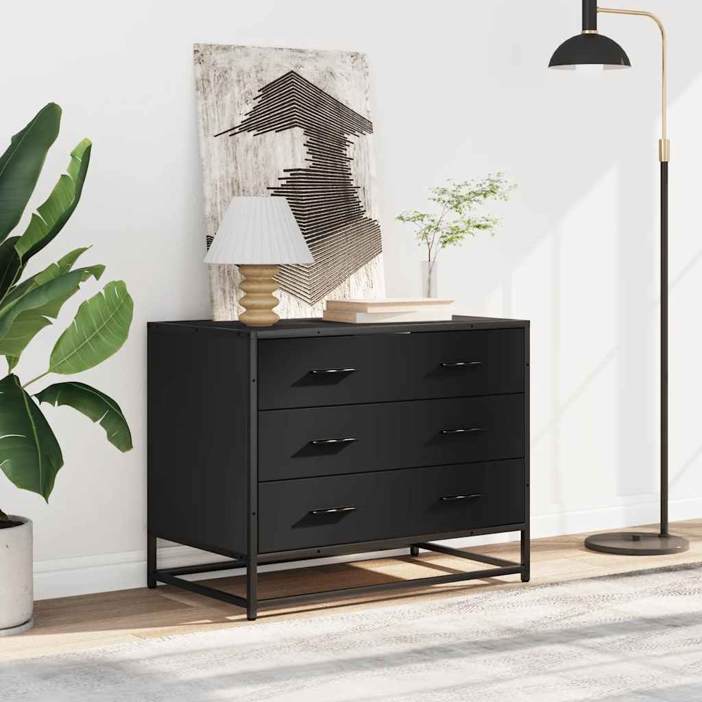 Ormar s ladicama crni 70x41x56 cm izrađeno drvo