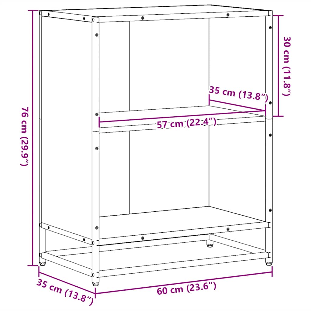 Ormar za knjige crni 60x35x76 cm izrađeno drvo