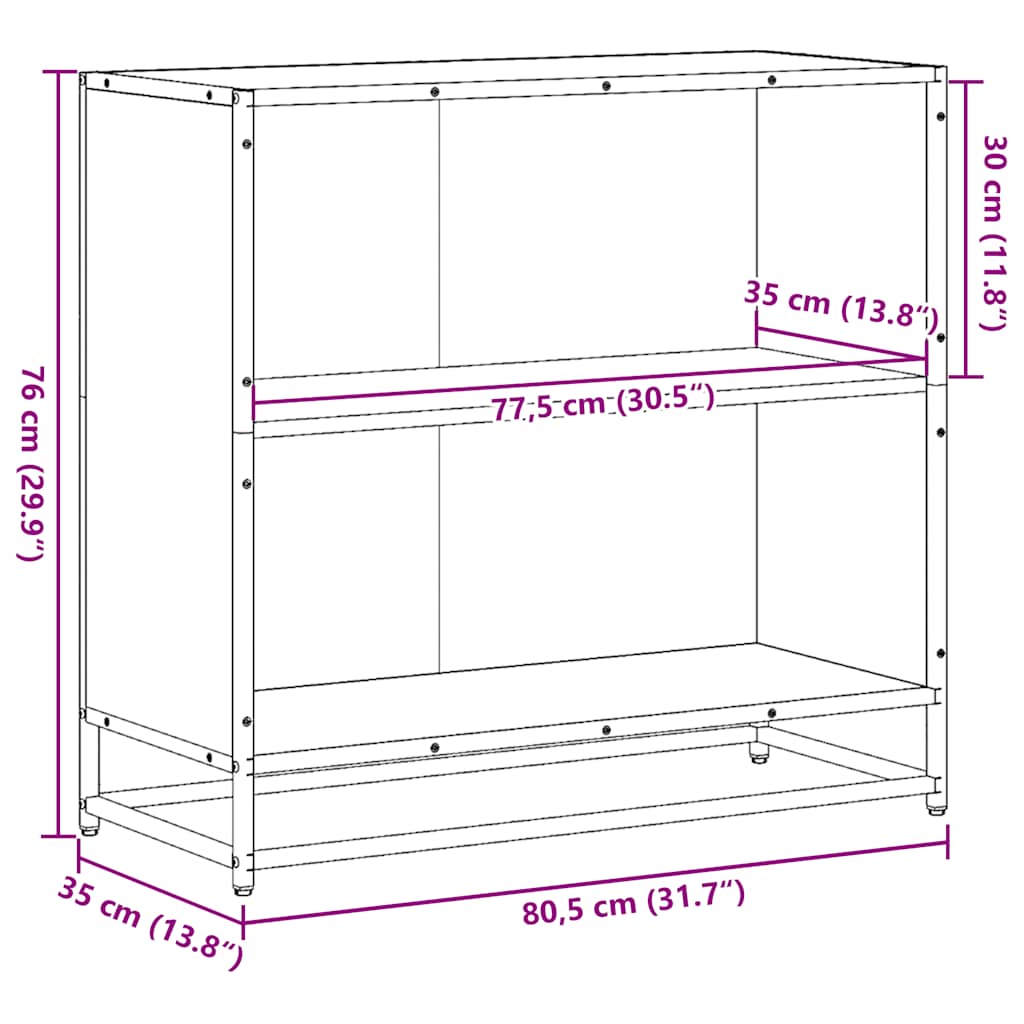 Ormar za knjige crni 80,5x35x76 cm izrađeno drvo