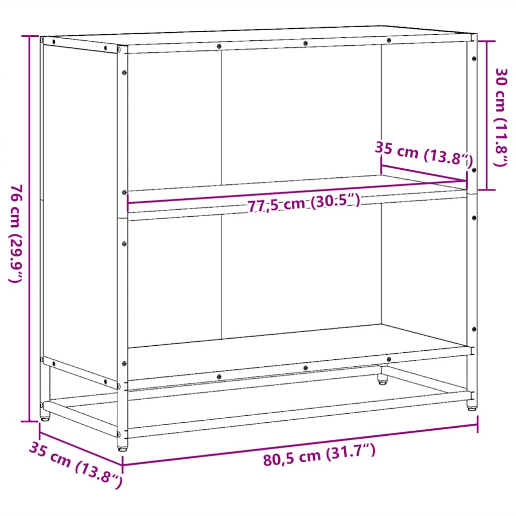 Ormar za knjige dimljeni hrast 80,5x35x76 cm konstruirano drvo