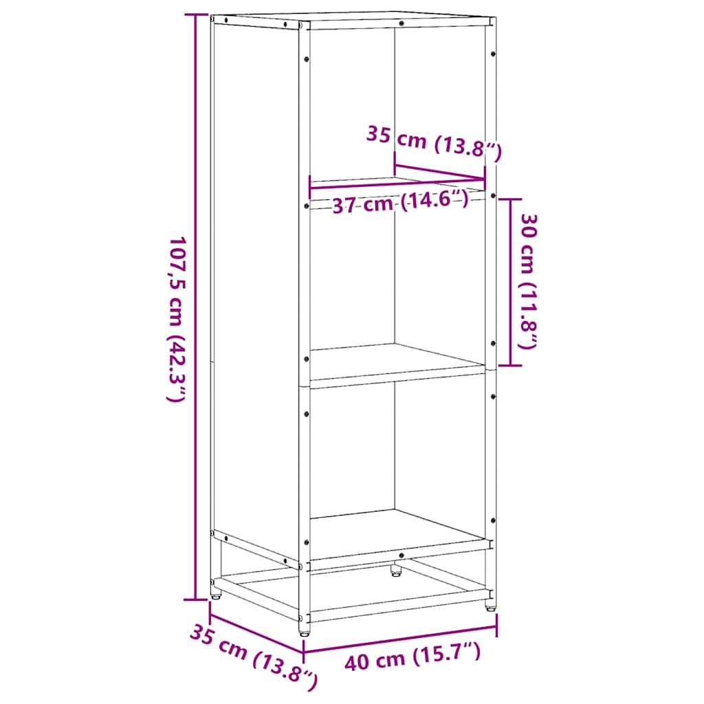 Ormar za knjige dimljeni hrast 40x35x107,5 cm konstruirano drvo