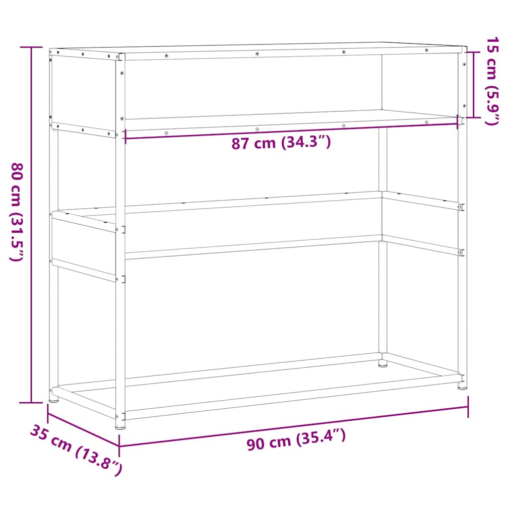 konzolni stol crni 90x35x80 cm konstruirano drvo