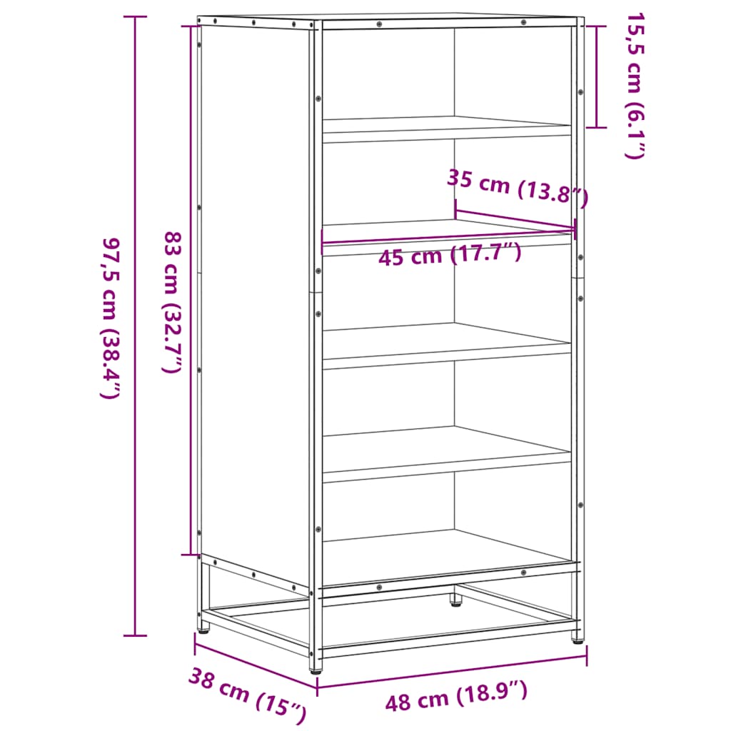 Stalak za cipele crni 48x38x97,5 cm izrađeno drvo
