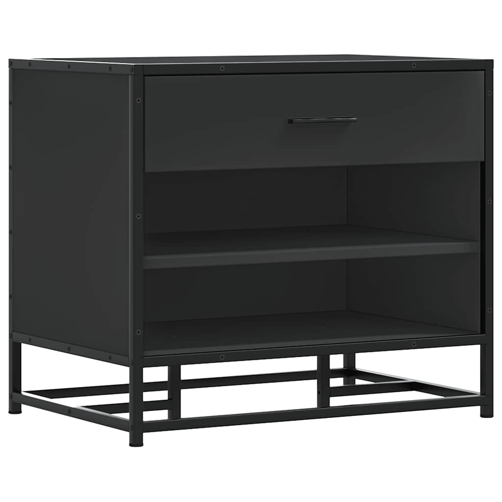 Klupa za cipele crna 60x40x53,5 cm izrađena od drveta i metala