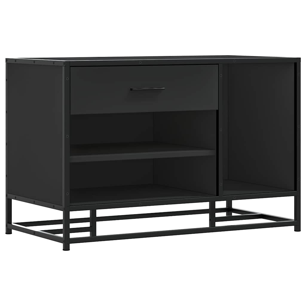 Klupa za cipele crna 80x40x53,5 cm od drveta i metala