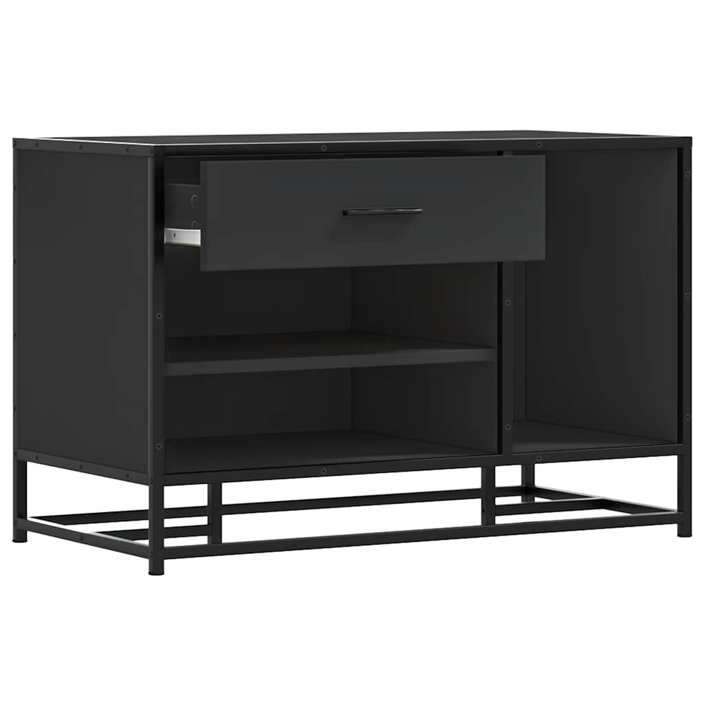 Klupa za cipele crna 80x40x53,5 cm od drveta i metala