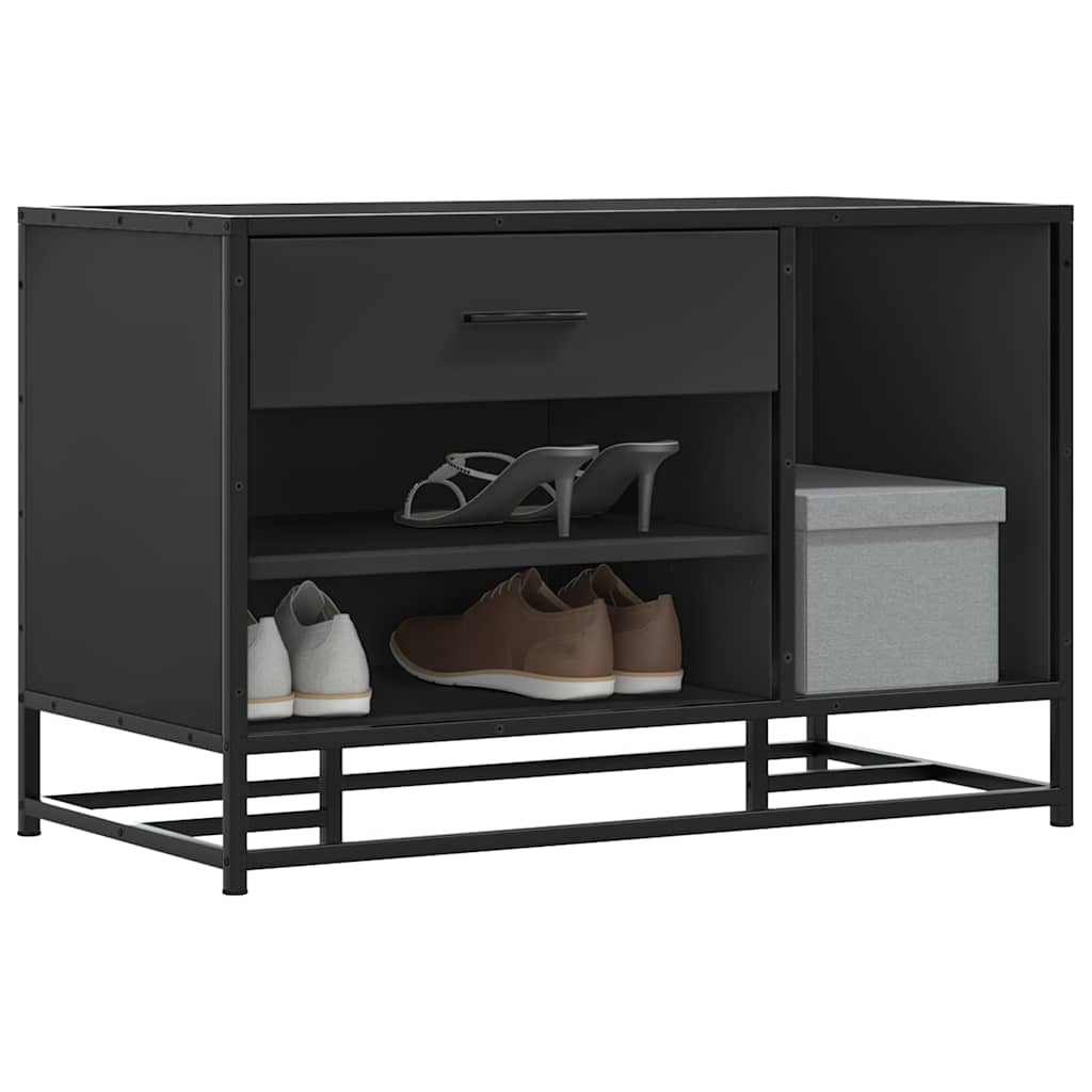 Klupa za cipele crna 80x40x53,5 cm od drveta i metala
