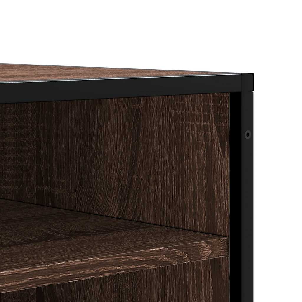Klupa za cipele smeđi hrast Konstruirano drvo i metal