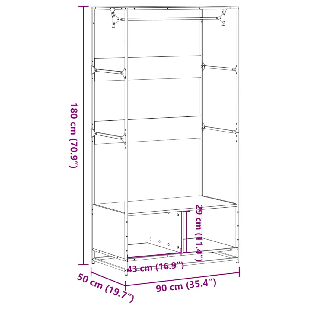 Ormar boja dimljenog hrasta 90x50x180 cm od konstruiranog drva