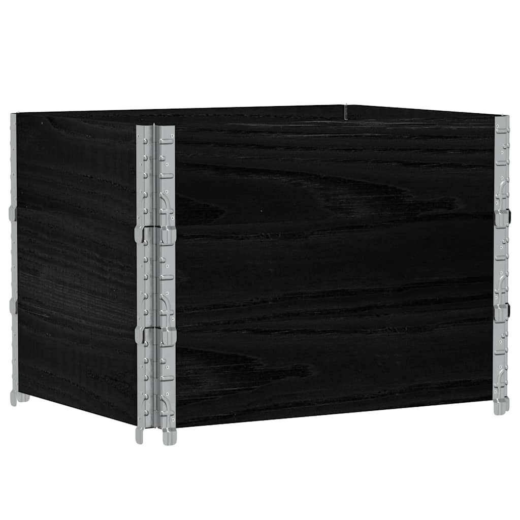 Okviri za palete 3 kom crni 80x60 cm od masivne borovine