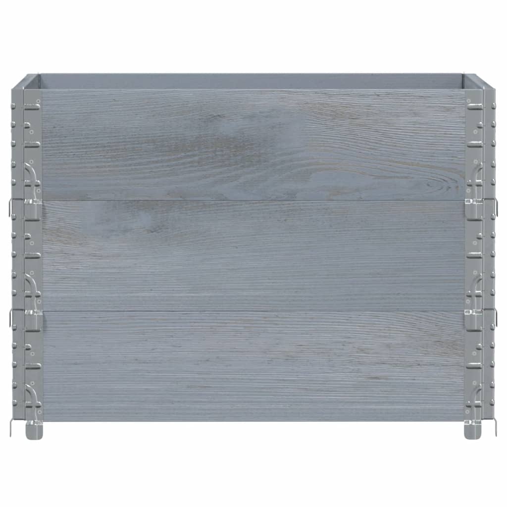 Okviri za palete 3 kom sivi 80x60 cm od masivne borovine
