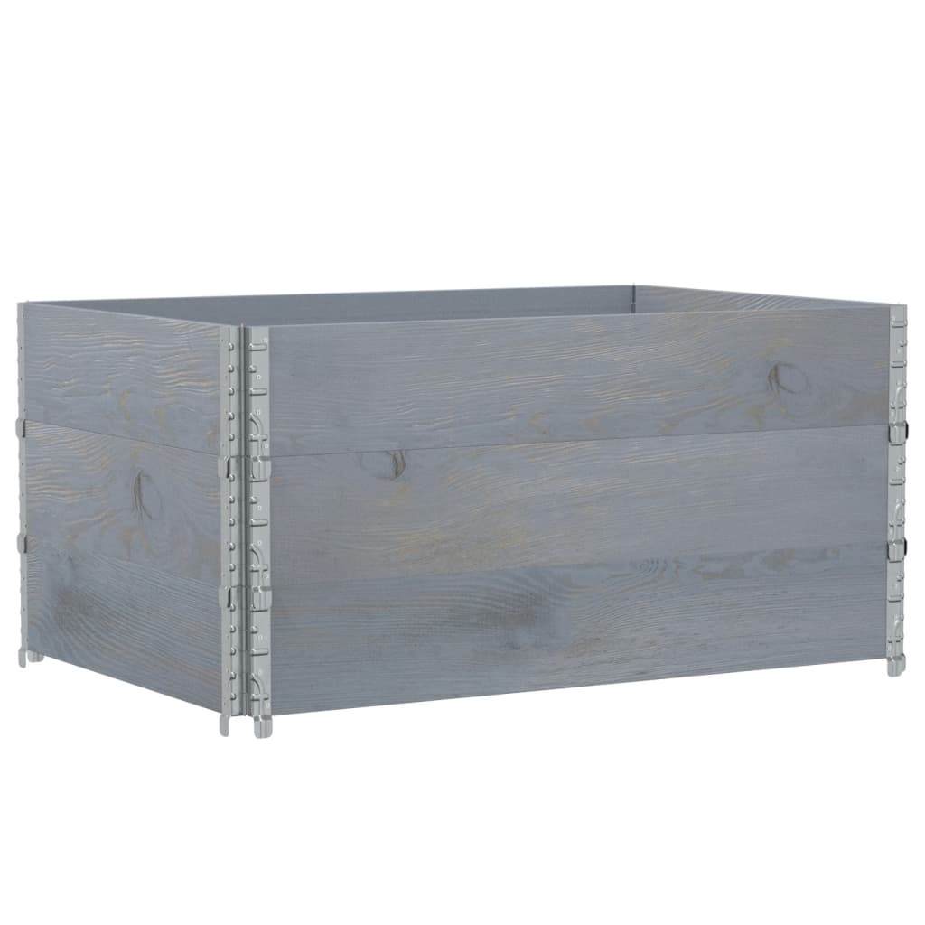 Okviri za palete 3 kom sivi 120 x 80 cm od masivne borovine