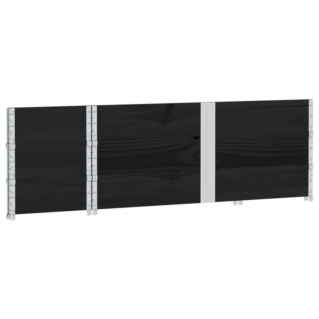 Okviri za palete 3 kom crni 150x50 cm od masivne borovine