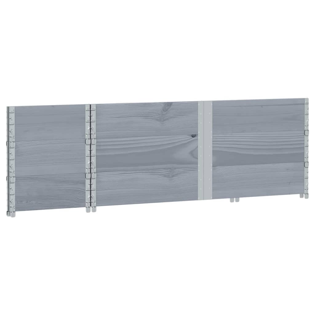Okviri za palete 3 kom sivi 150x50 cm od masivne borovine