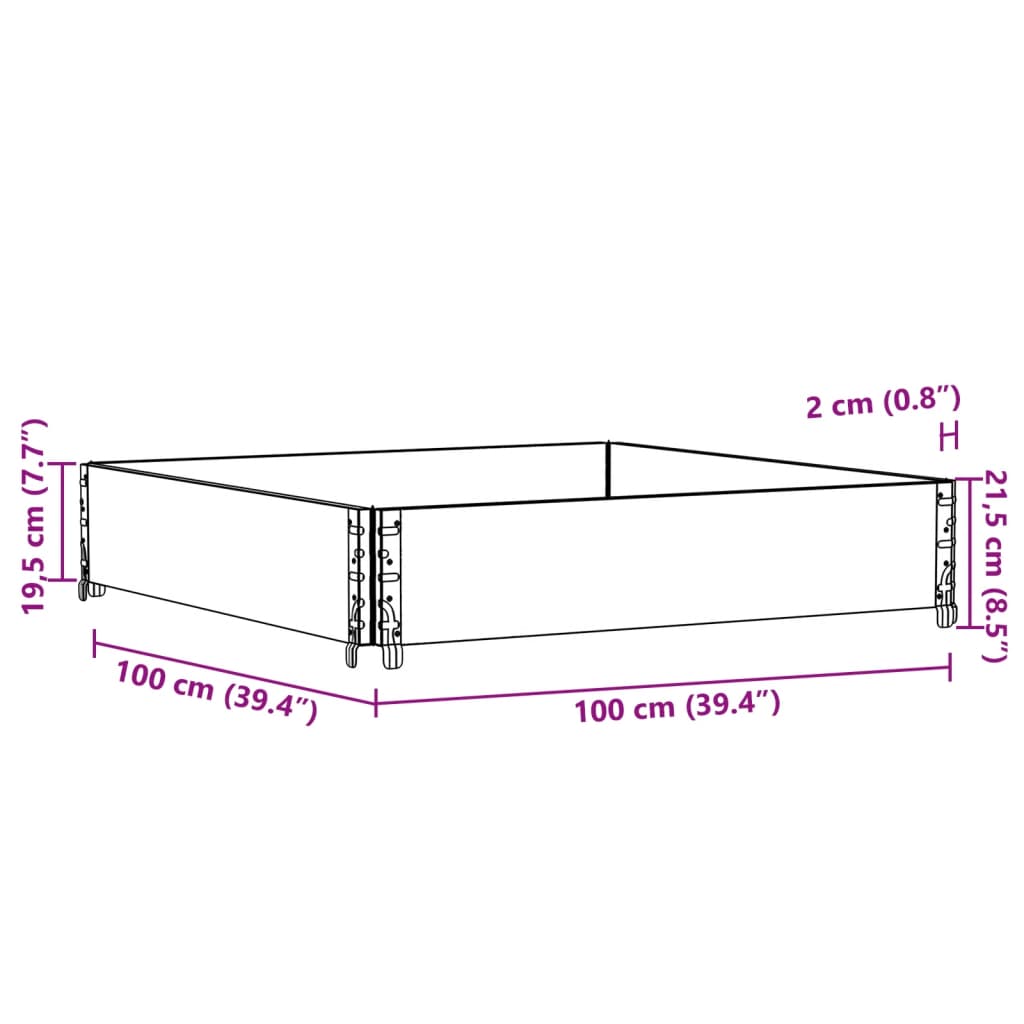 Vrtna sadilica siva 100x100 cm od masivne borovine