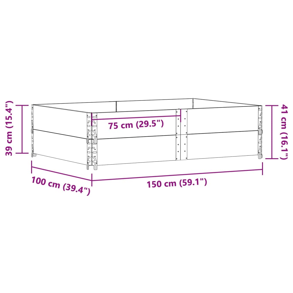 Vrtna sadilica smeđa 150x100 cm od borovine