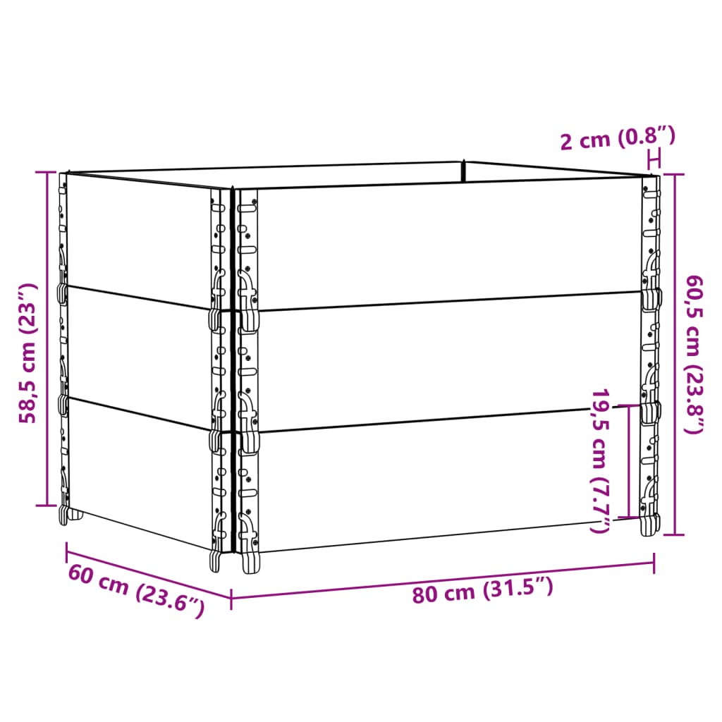 Vrtna sadilica 80x60 cm od masivne borovine