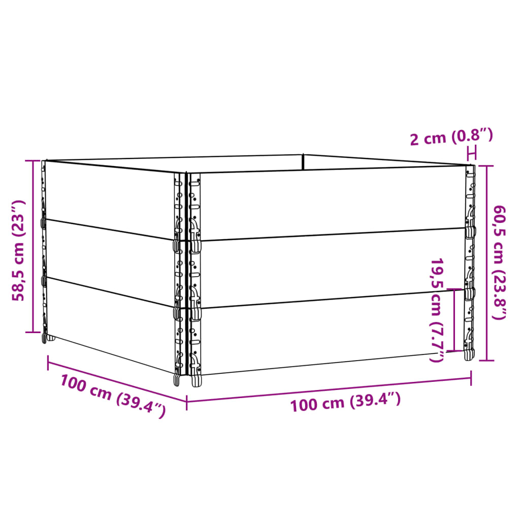 Vrtna sadilica crna 100x100 cm od masivne borovine