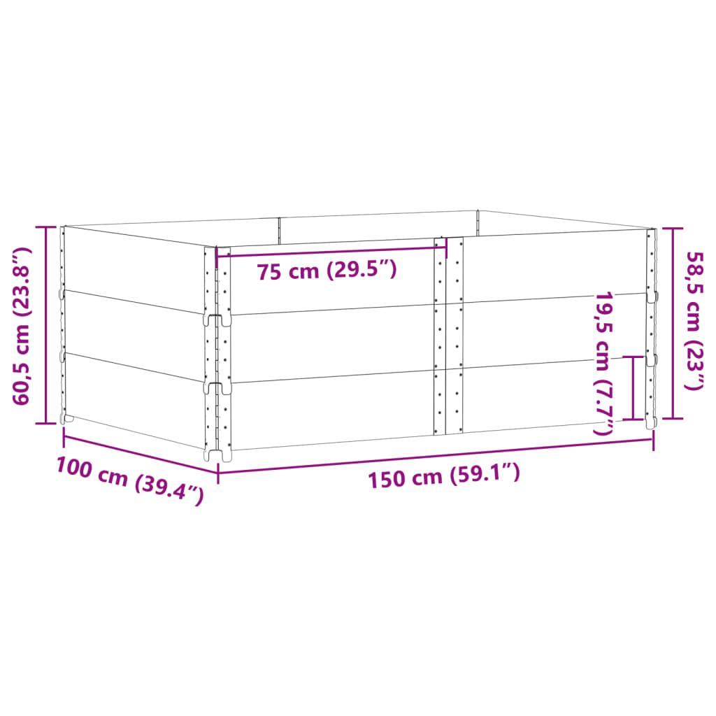 Vrtna sadilica 150x100 cm od masivne borovine