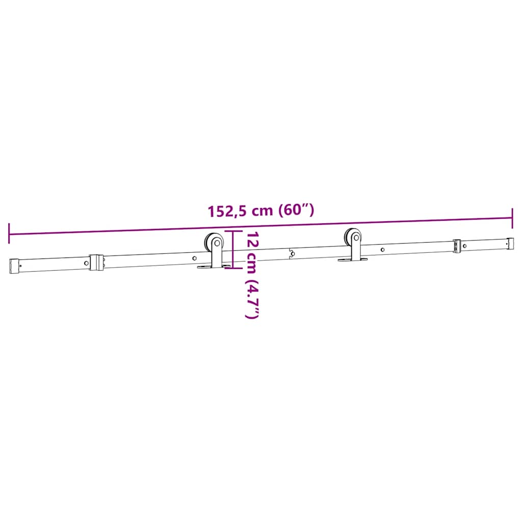 Pribor za klizna vrata 152,5 cm čelični crni