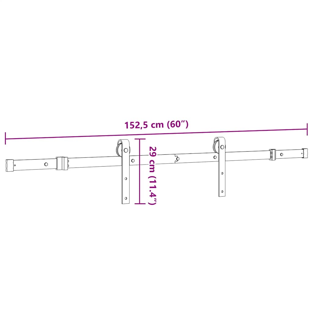 Pribor za klizna vrata 152,5 cm čelični crni