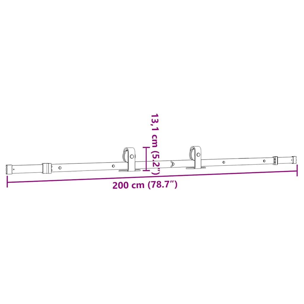 Pribor za klizna vrata 200 cm čelični crni