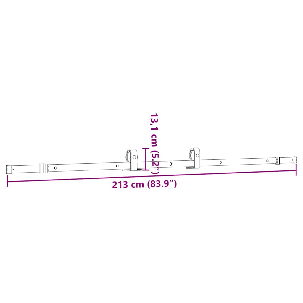 Pribor za klizna vrata 213 cm čelični crni