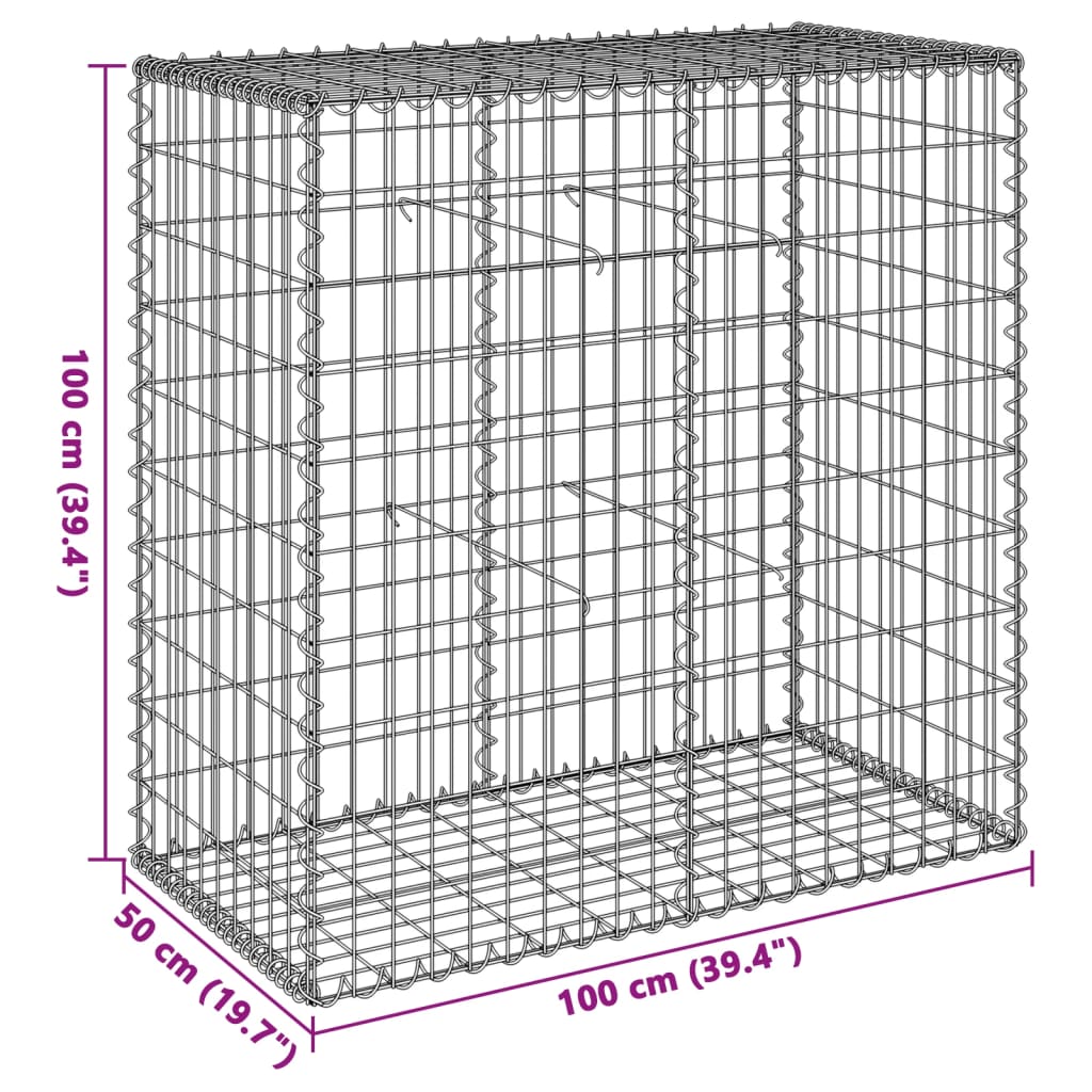 Gabionska košara s poklopcem 100x50x100 cm pocinčano željezo