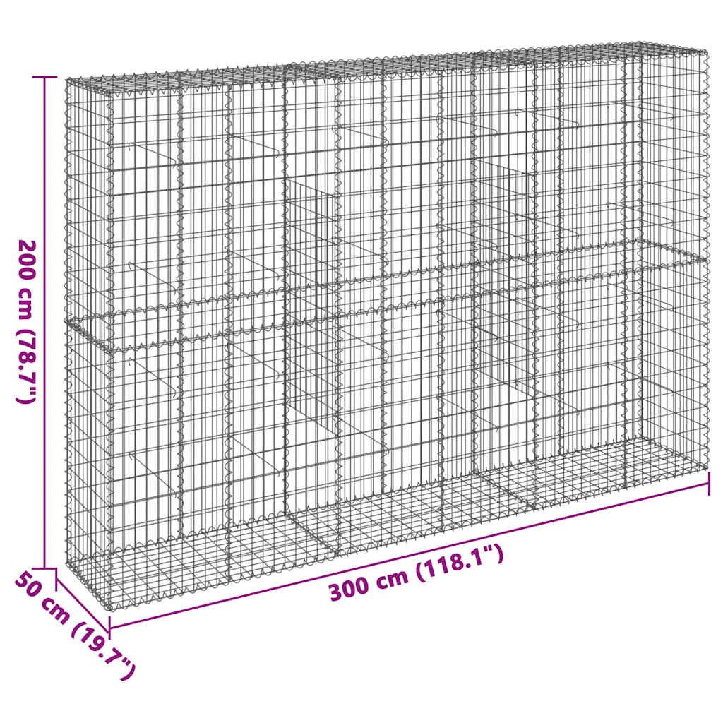Gabionska košara s poklopcem 300x50x200 cm pocinčano željezo
