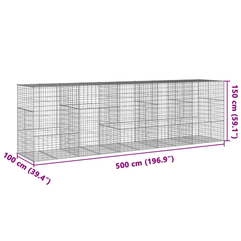 Gabionska košara s poklopcem 500x100x150 cm pocinčano željezo