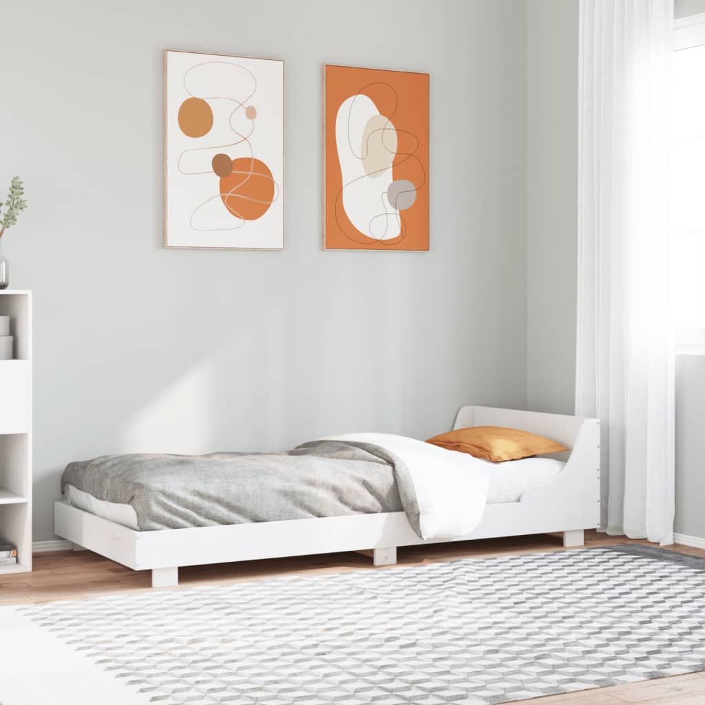 Okvir kreveta bez madraca bijeli 90 x 200 cm masivna borovina