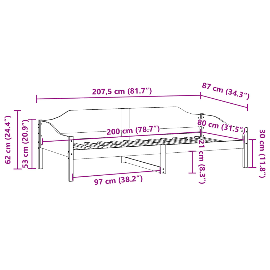 Okvir kreveta bez madraca bijeli 80x200 cm od borovine