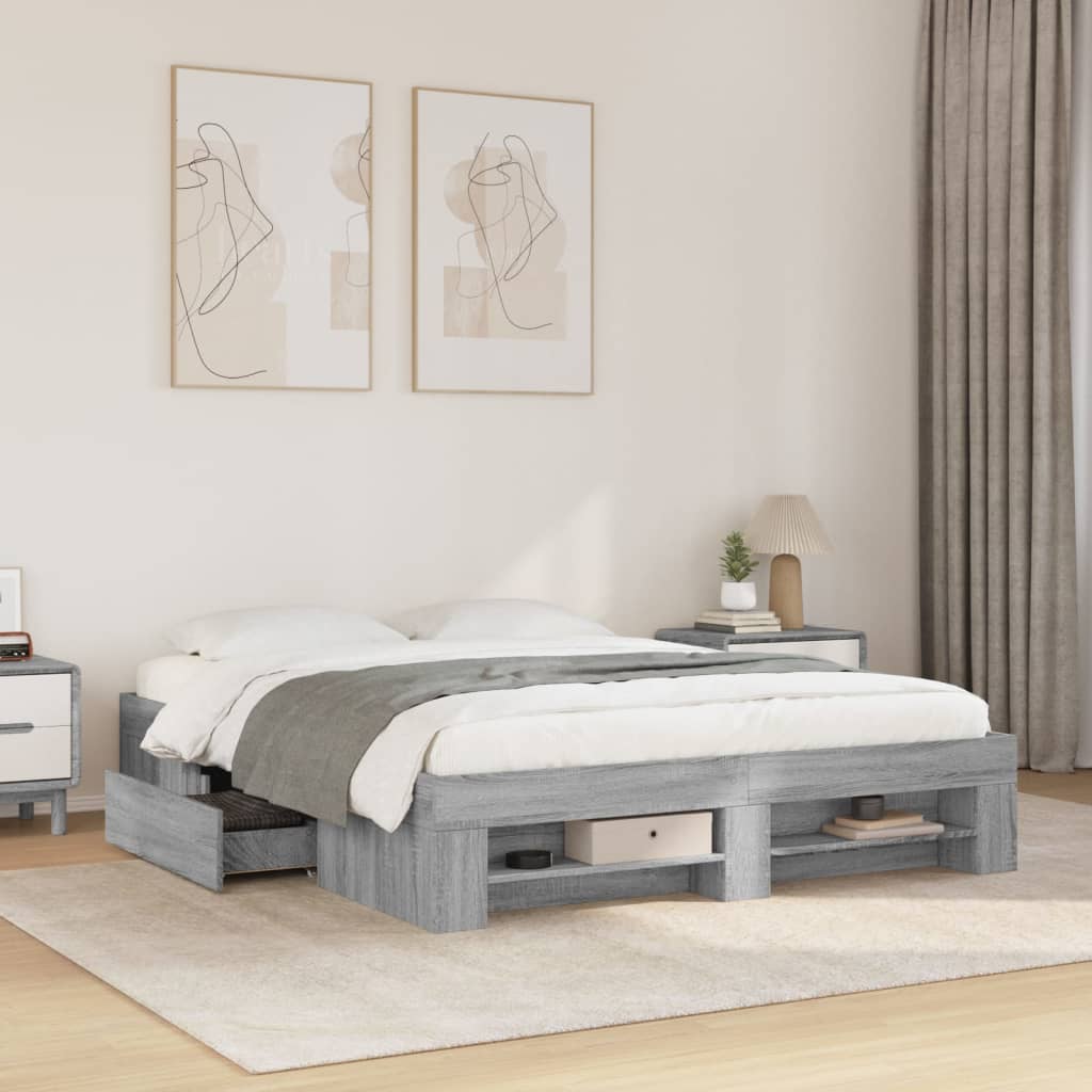 Okvir za krevet boja hrasta 150x200 cm od konstruiranog drva