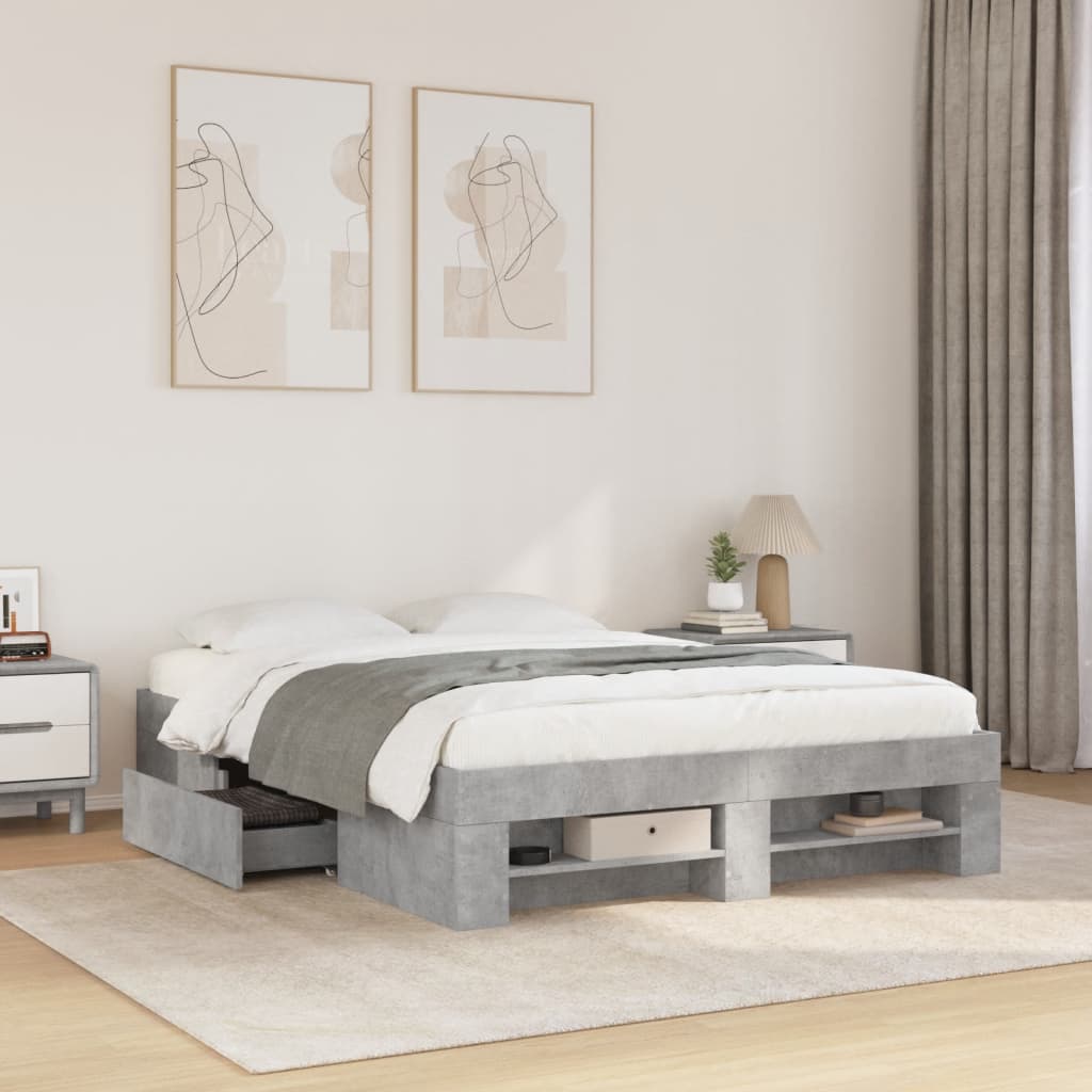 Okvir kreveta siva boja betona 120x200 cm od konstruiranog drva