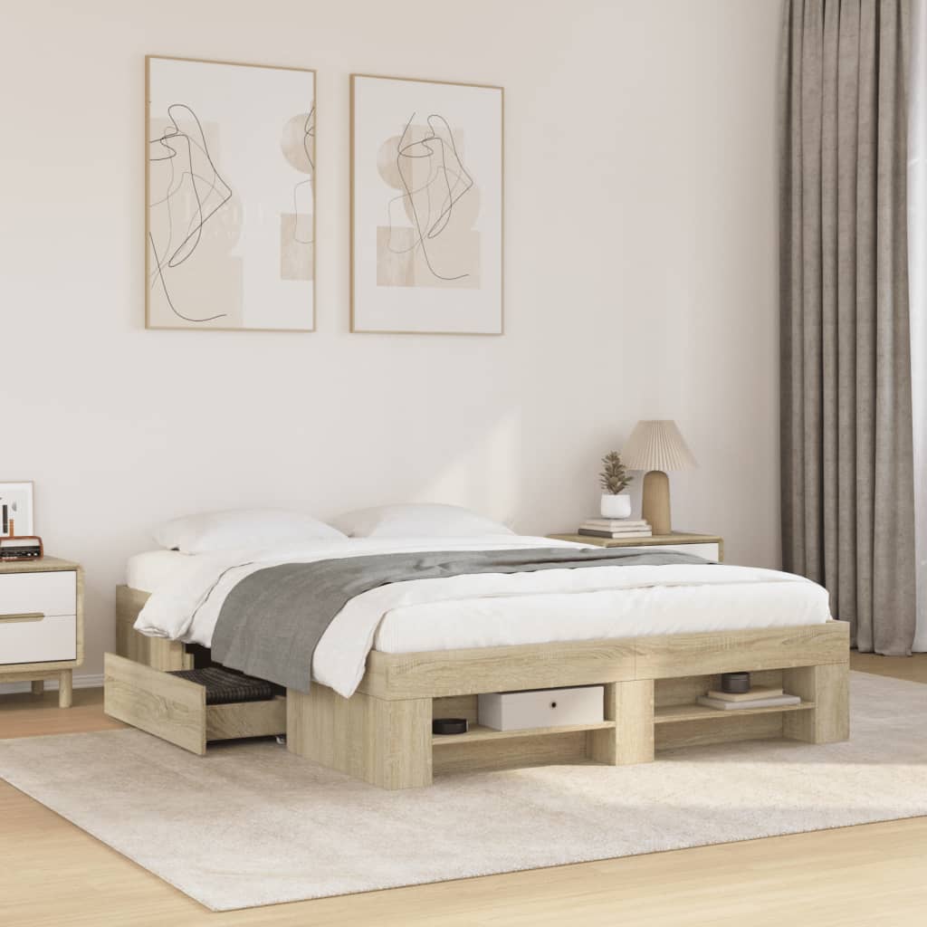Okvir za krevet boja hrasta 135x190 cm od konstruiranog drva