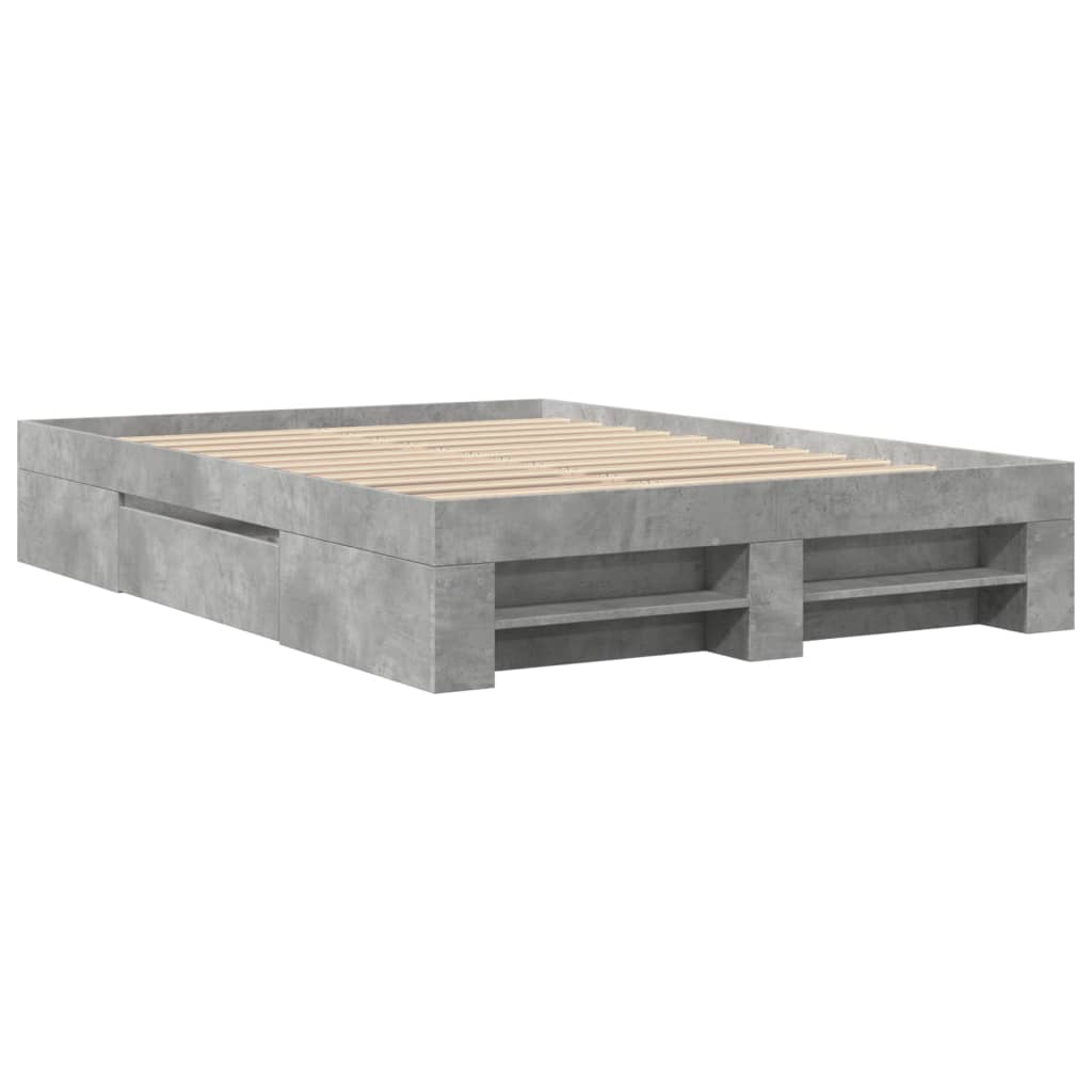 Okvir kreveta boja betona 135 x 190 cm od konstruiranog drva