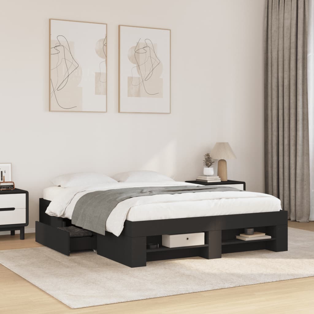 Okvir za krevet crni 120x190 cm konstruirano drvo
