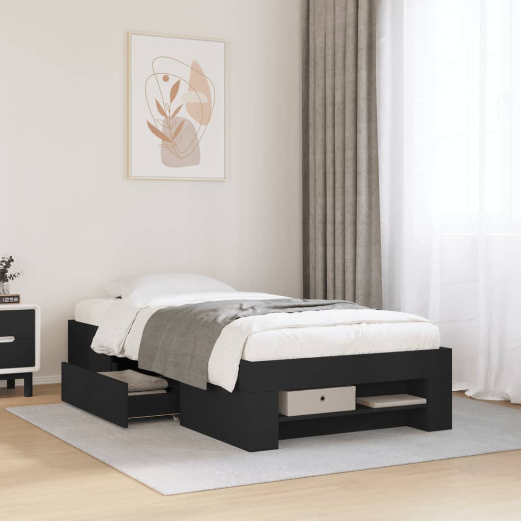 Okvir za krevet crni 90 x 190 cm od konstruiranog drva