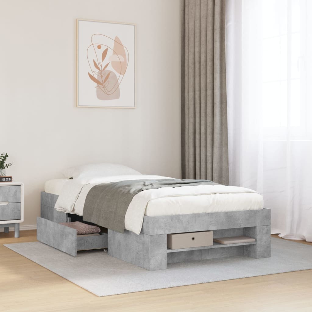 Okvir kreveta boja betona 90 x 190 cm od konstruiranog drva