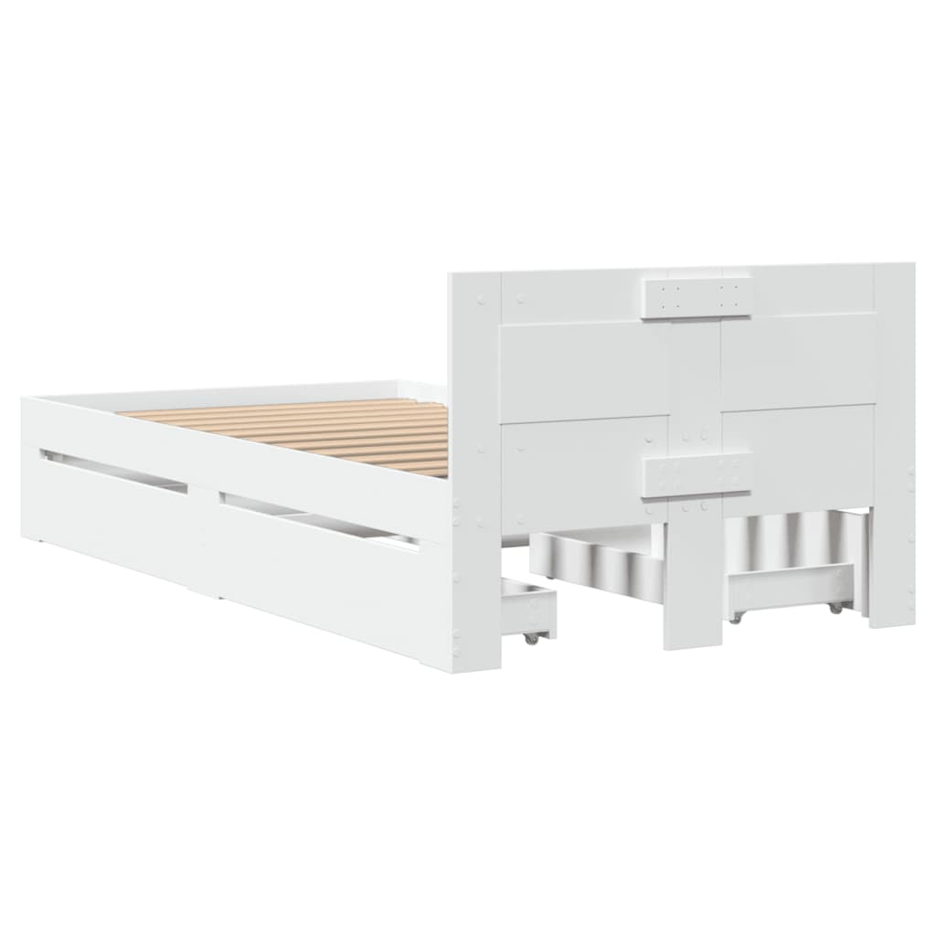 Okvir za krevet s uzglavljem bijeli 75x190 cm konstruirano drvo