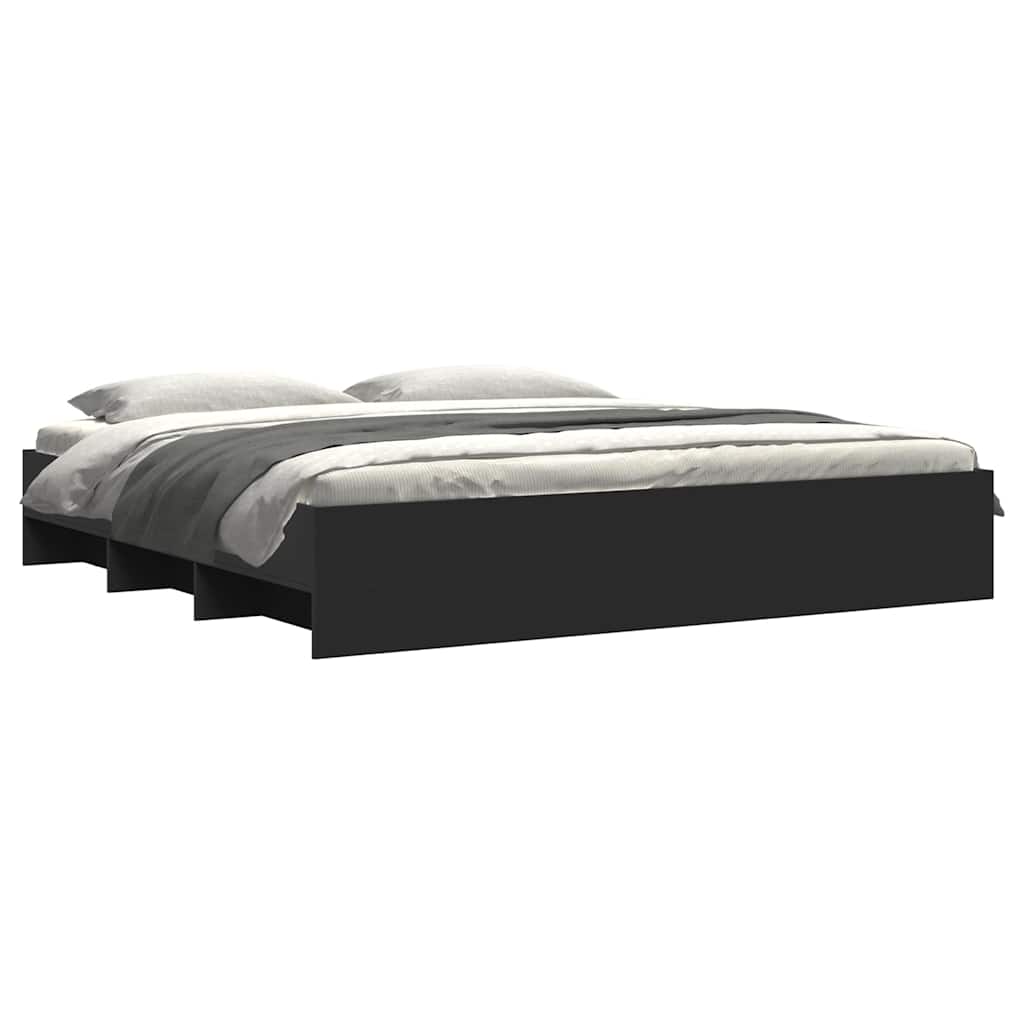 Okvir za krevet crni 200 x 200 cm konstruirano drvo