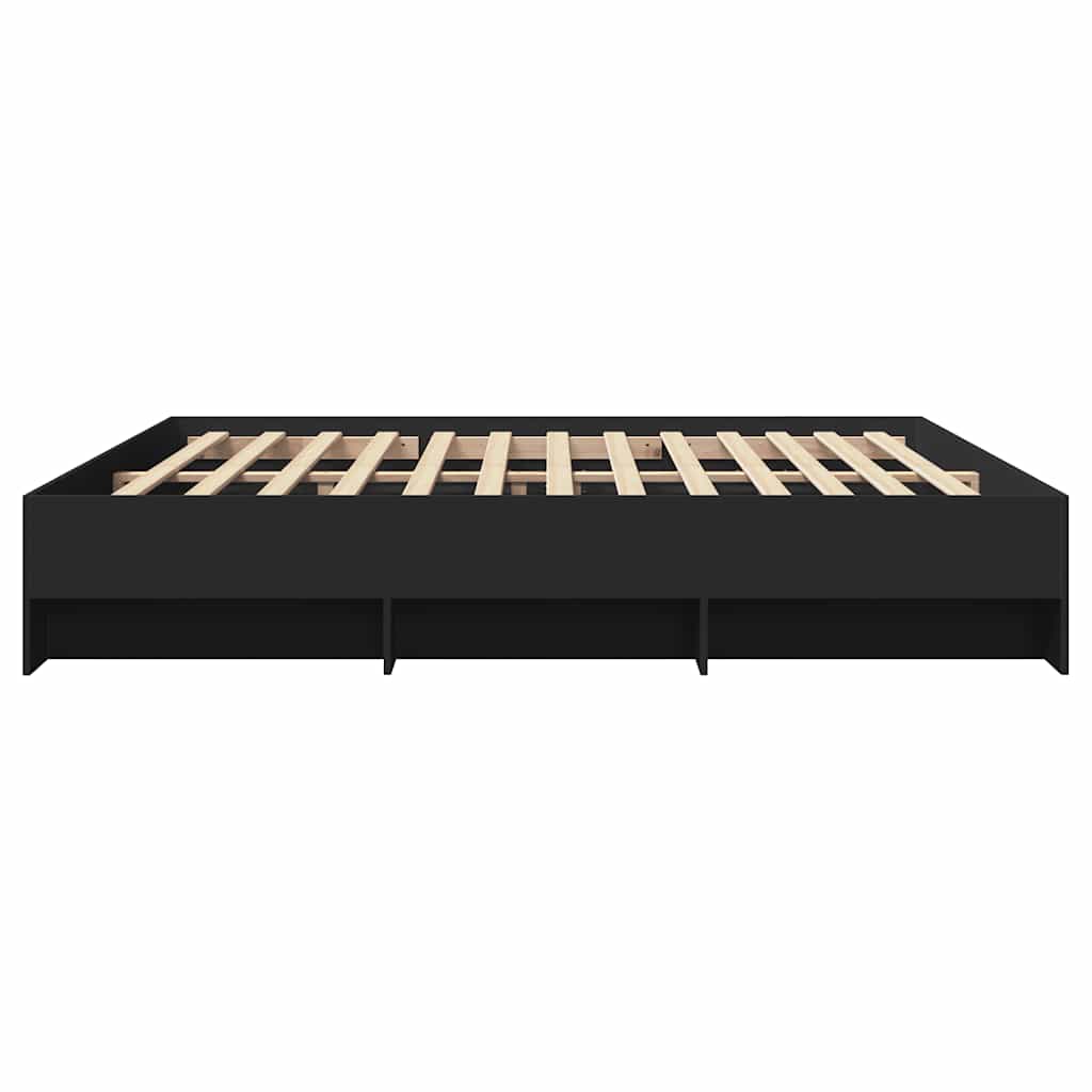 Okvir za krevet crni 200 x 200 cm konstruirano drvo