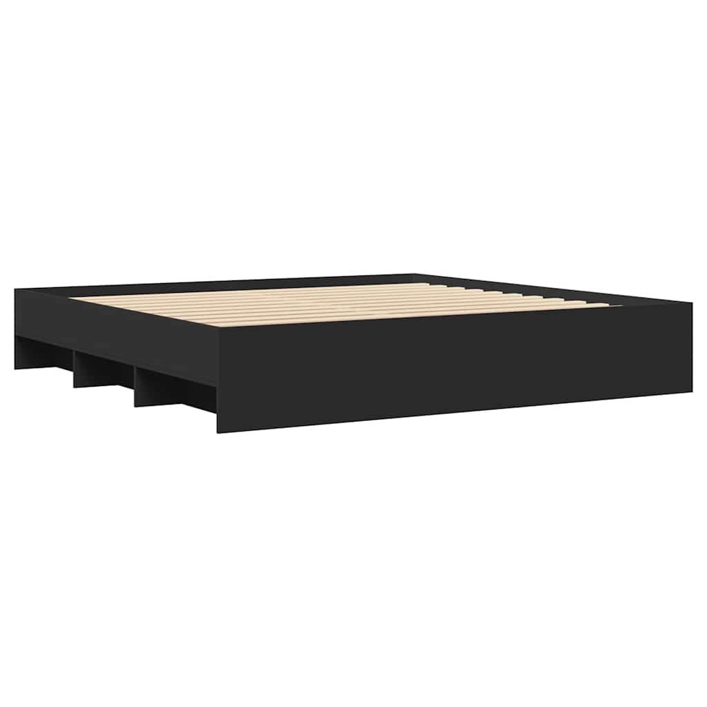 Okvir za krevet crni 200 x 200 cm konstruirano drvo