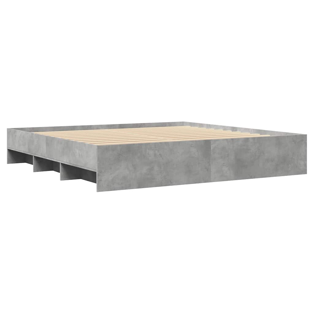Okvir kreveta boja betona 200x200 cm od konstruiranog drva