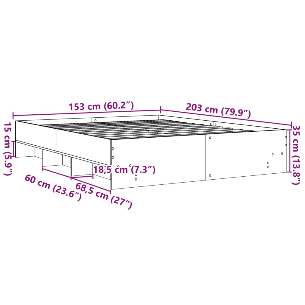 Okvir za krevet bijeli 150x200 cm konstruirano drvo