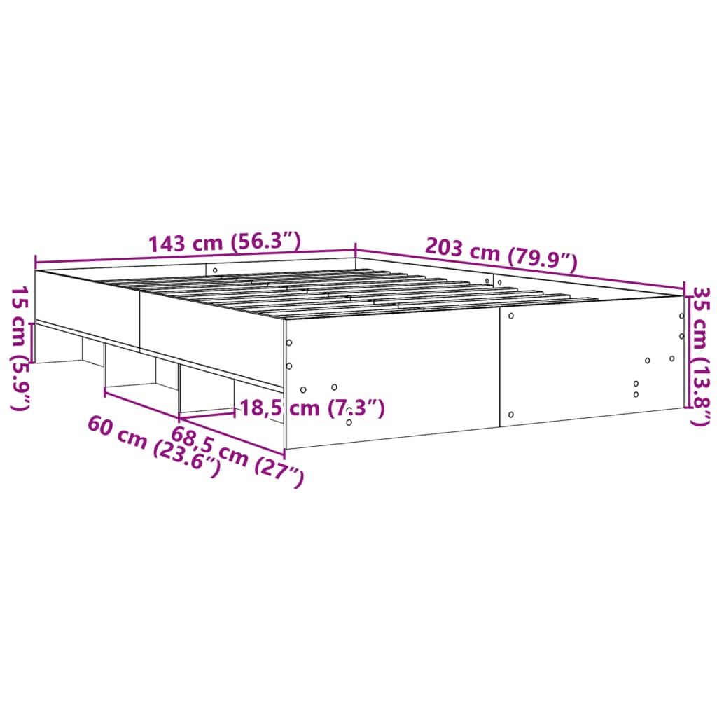 Okvir kreveta bez madraca boja hrasta sonome 140x200 cm drveni
