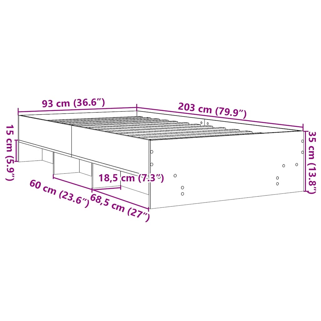 Okvir za krevet boja hrasta 90x200 cm od konstruiranog drva
