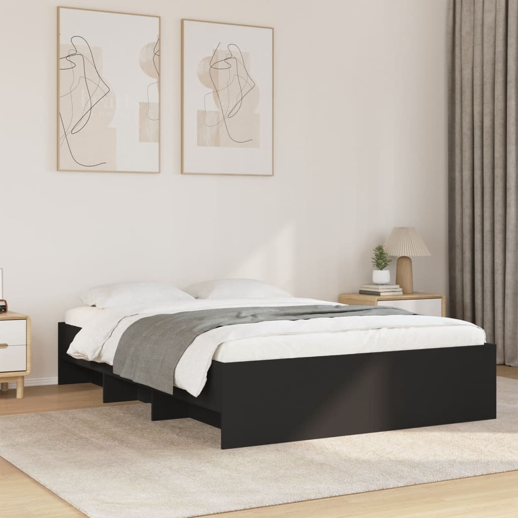 Okvir za krevet crni 135x190 cmkonstruirano drvo